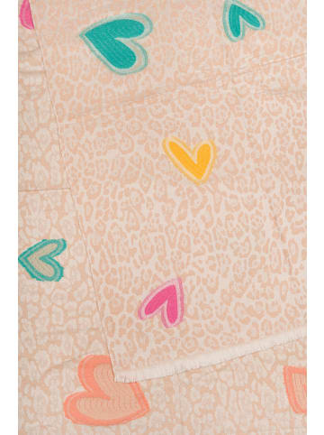 styleBREAKER Schal mit Leo und Herz Muster in Beige