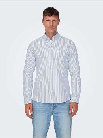 Only&Sons Streifenhemd mit Button-down-Kragen aus Baumwollmischung in Blau