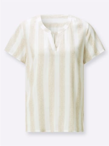 WITT WEIDEN Kurzarmbluse in sand-weiß