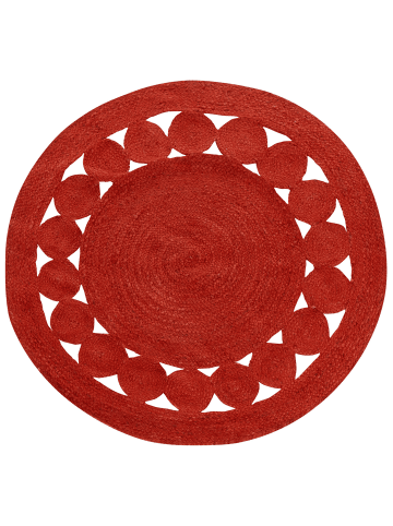 Beliani Geflochtener Teppich KOYUNLU in Rot - (W) 120 x (L) 120 cm