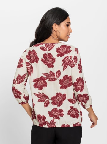 WITT WEIDEN Bluse in champagner-dunkelrot-bedruckt