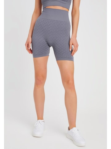 Leif Nelson Damen Seamless Sport Shorts Fitness kurze Hose in grau