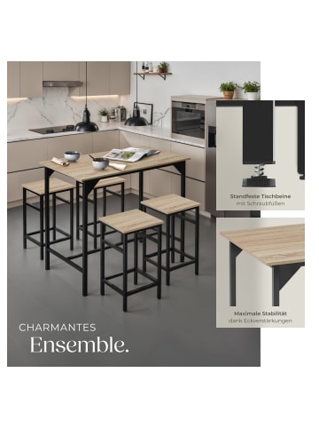 tectake Bistrotisch-Set, mit höhenverstellbaren Kunststofffüßen