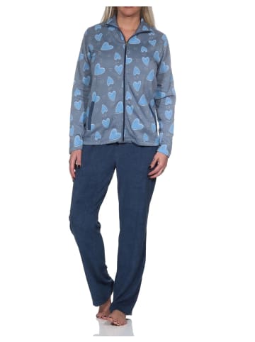 NORMANN langarm Hausanzug Homewear Herz - 82195 in marine