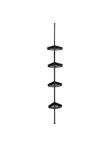 5five Simply Smart Teleskopregal für die Dusche, 4 Körbe in Schwarz, 20,5 x 20,5 x 240 cm