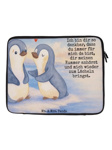 Mr. & Mrs. Panda Laptoptasche Pinguine trösten Design mit Spruch in Weiß
