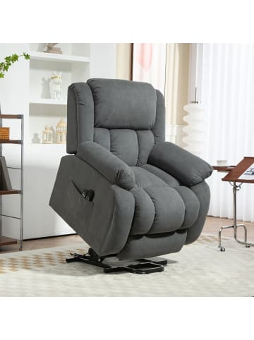 HOMCOM Fernsehsessel mit Aufstehhilfe-93L x 104B x 100H cm-Grau