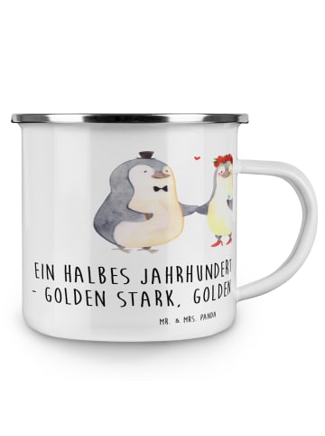 Mr. & Mrs. Panda emaillebecher 50. Hochzeitstag Goldene Hochzeit... in Weiß