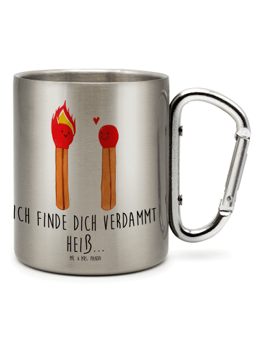 Mr. & Mrs. Panda Reisebecher Streichhölzer mit Spruch in Silber
