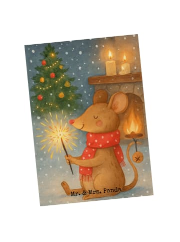 Mr. & Mrs. Panda Postkarte Maus Weihnachten Design ohne Spruch in Weiß