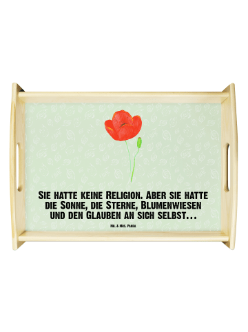 Mr. & Mrs. Panda Serviertablett Blume Mohnblume mit Spruch in Blattgrün