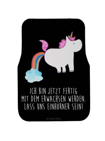 Mr. & Mrs. Panda Fahrer Autofußmatte Einhorn Pupsen mit Spruch in Schwarz