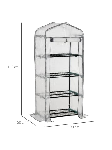 Outsunny Gewächshaus in Weiß 70L x 50B x 160H cm