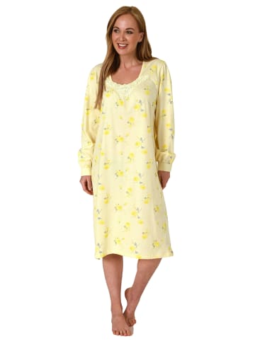 NORMANN Nachthemd Spitze Knopfleiste am Hals - 69584 in gelb