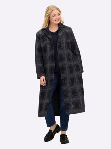 sheego Karo-Mantel in schwarz-graphit-gemustert