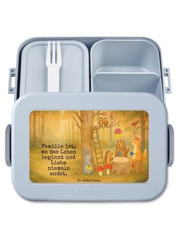 Mr. & Mrs. Panda Pausenbox Waldtiere Picknick Design mit Spruch in Blau Pastell