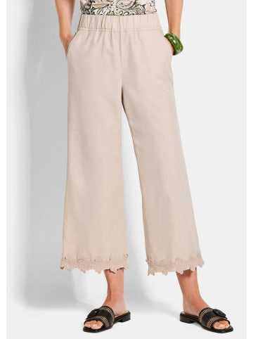 GOLDNER Sommerhose mit floraler Spitze in stein