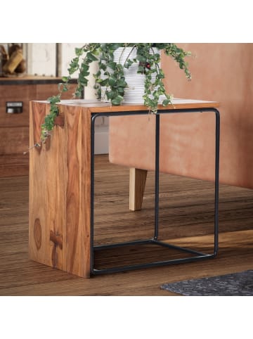 KADIMA DESIGN Massivholz Beistelltisch, Industrial-Style, 45x30x45 cm, Sofatisch