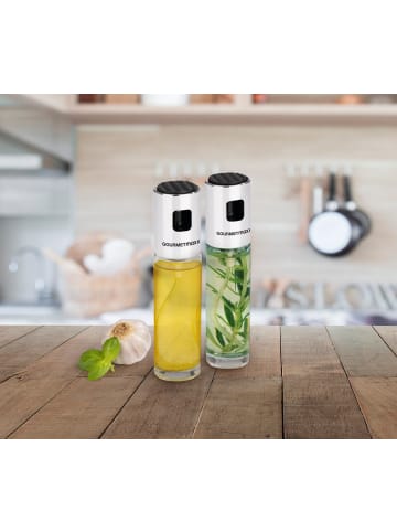 Gourmet Maxx Sprühflasche Essig & Öl 2er-Set 100ml schwarz/Edelstahl  Silber