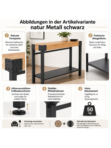 MCW Konsolentisch Q68, Braun Metall schwarz