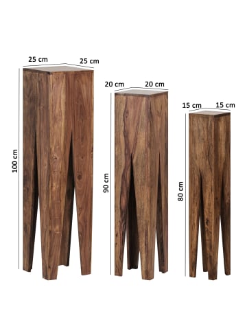 KADIMA DESIGN Beistelltisch 3er Set Massivholz, Satztisch Quadratisch in Massivholz