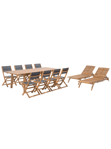 Beliani 9-tlg Gartentisch Set CESANA in Braun/Grau