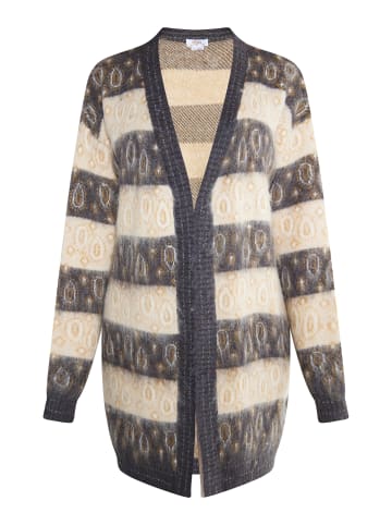 usha FESTIVAL Damen Strick Cardigan in Anthrazit Beige Mehrfarbig