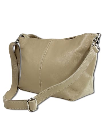 Toscanto Leder Schultertasche, Umhängetasche Toscanto Tasche taupe, beige ca. 29cm