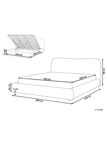 Beliani Doppelbett BLAGNAC in Beige - (W) 200 x (H) 98 x (L) 228 cm