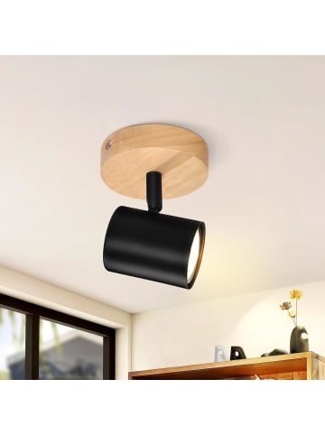 ZMH Deckenleuchte in Schwarz 1-flammige GU10 Holz Modern Deckenspots Max.25W