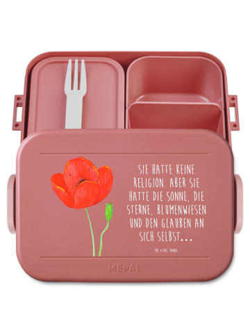 Mr. & Mrs. Panda Bentobox Blume Mohnblume Motiv mit Spruch in Rot Pastell