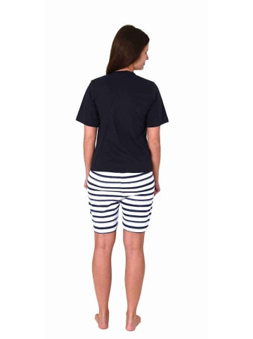 NORMANN Pflegeoverall kurzarm Schlafanzug Reissverschluss - 77823 in navy