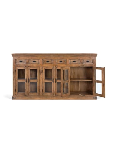 Giner y Colomer Hohes Sideboard aus Mangoholz mit handgeschnitzten Türen in Brown