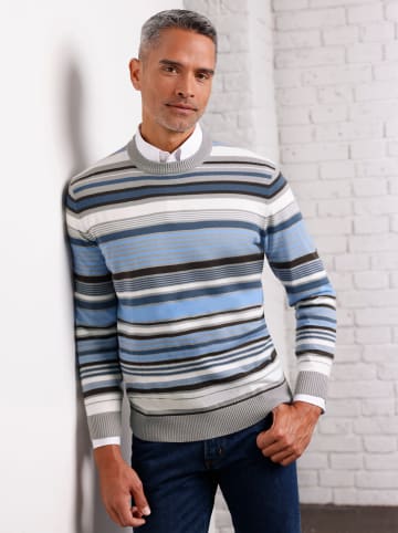 Sieh an! Rundhals-Pullover in steingrau-gemustert