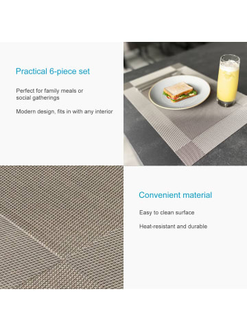 Intirilife 6x Platzset Tischset Untersetzer Matte in Grau