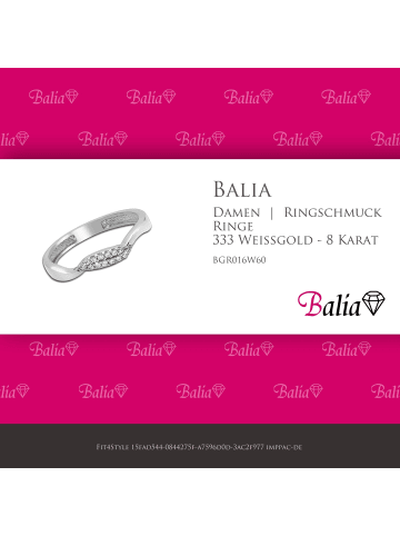 BALIA 333 Weißgold - 8 Karat Damen Ringe Welle weißgold Fingerring 60 (19,1)