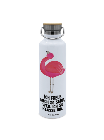 Mr. & Mrs. Panda Trinkflasche Flamingo Stolz mit Spruch in Weiß