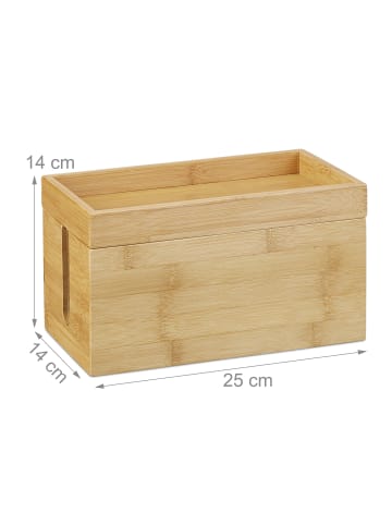 relaxdays Kabelbox in natur - (B)25,5x (H)14 x (T)14 cm