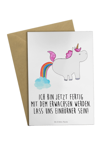 Mr. & Mrs. Panda neujahrskarte Einhorn Pupsen mit Spruch in Weiß