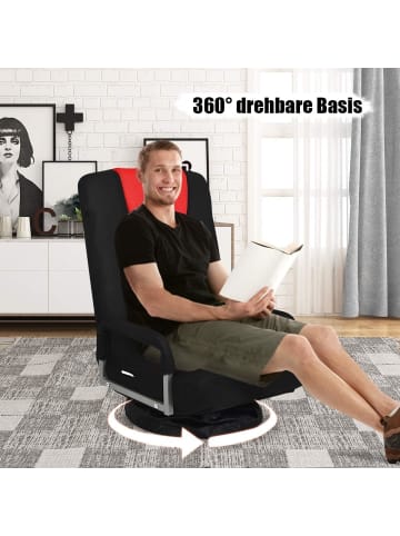 COSTWAY Bodenstuhl drehbar mit Armlehnen in Rot