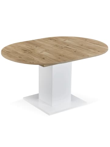 B&D Home Ausziehtisch WIM in Sandeiche-Weiß - (B)100-140 x (H)74 x (T)100 cm