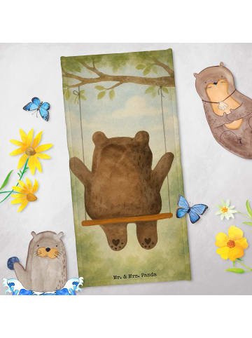 Mr. & Mrs. Panda Strandhandtuch Bär Schaukel Design ohne Spruch in Weiß