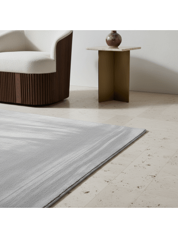 KADIMA DESIGN Teppich Kurzflor Waschbar Einfarbig LECH Microfaser OEKO-TEX in Silber