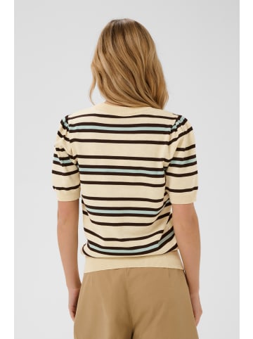 SAINT TROPEZ Strickpullover PilaSZ Gerade Passform in Brown Rice Ether Multi Stripe