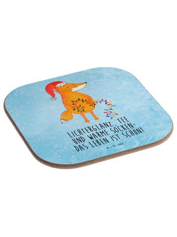 Mr. & Mrs. Panda Teeuntersetzer Fuchs Weihnachten mit Spruch in Eisblau