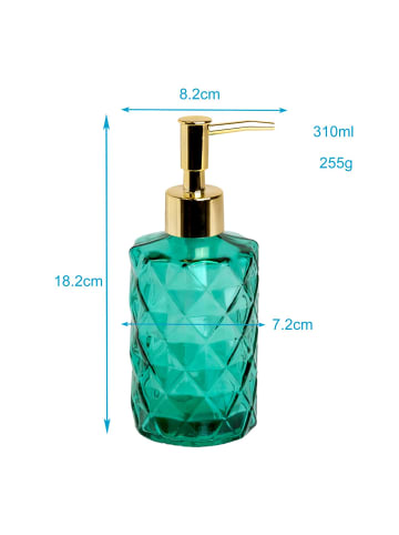 Intirilife Seifenspender aus Glas mit Karo Muster Handseifenspender 310ml in Grün