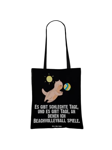 Mr. & Mrs. Panda Tote Bag Otter Beachvolleyball mit Spruch in Schwarz
