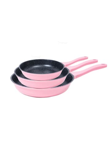 Cheffinger 3 tlg Pfannenset Induktion Antikratz Bratpfanne Pfanne in Pink