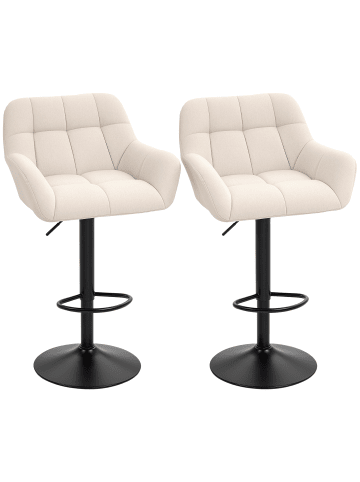 HOMCOM Barhocker-57,5L x 52,5B x 93-114H cm-Cremeweiß