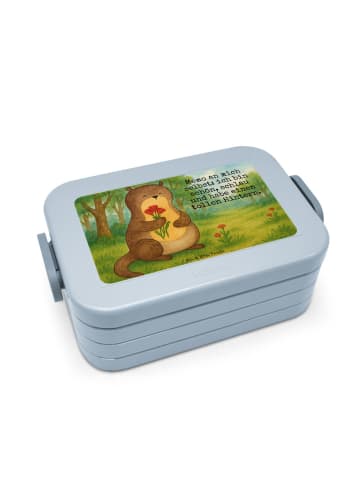 Mr. & Mrs. Panda Vesperdose Otter Blumenstrauß Design mit Spruch in Blau Pastell